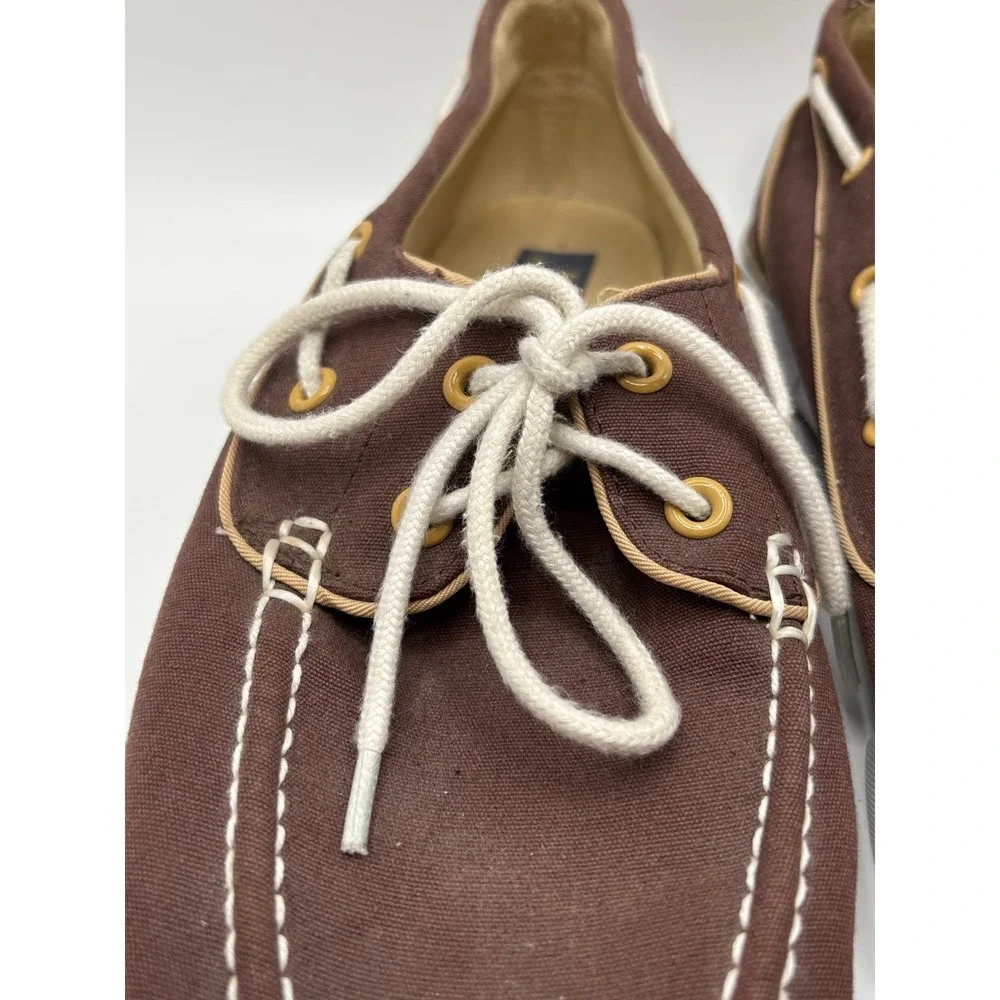 Polo Ralph Lauren Lander P Brown Canvas Boat Shoes Mens 10.5 D Sneakers